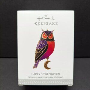 Hallmark Happy Owl Oween Crescent Moon Halloween Keepsake Ornament 2016 NIB Moon
